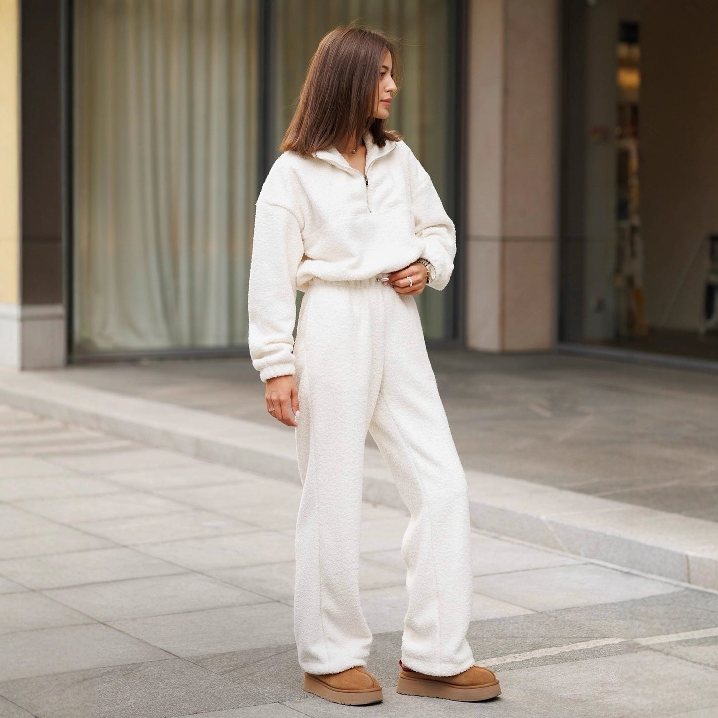 Nouveau costume polaire en deux pièces avec manches longues et demi pull.