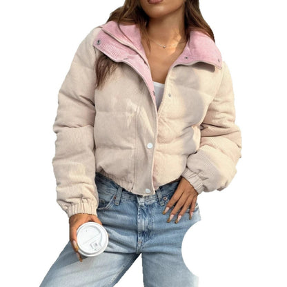 Women's Corduroy Line Cotton Collar Coat Cold-proof