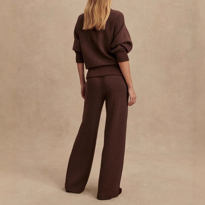 Vêtement pour femmes Fermeture éclair Tenue décontractée simple en tricot deux pièces.