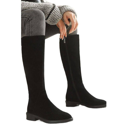 Women's Solid Color Fashion Frosted Long Martin Suede Boots