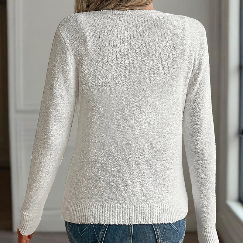 Women's V-Neck Button Front Long Sleeve Knit Cardigan For Spring & Fall Elegant For Casual Wear