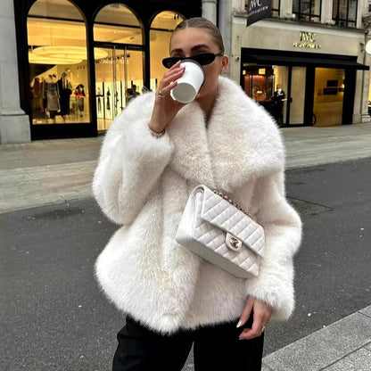 Internet Celebrity Fur Coat Women's Large Lapel Street Shot Fluffy
