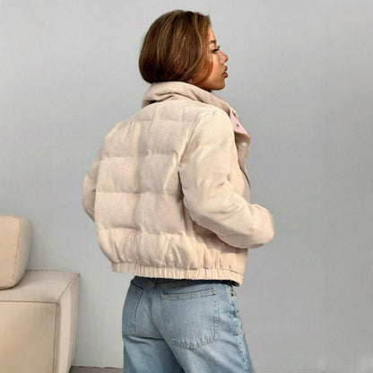 Women's Corduroy Line Cotton Collar Coat Cold-proof