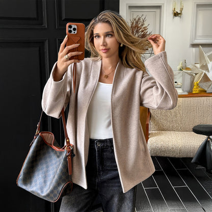 New Solid Color Long Sleeve Coat For Women