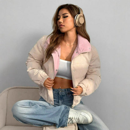 Women's Corduroy Line Cotton Collar Coat Cold-proof