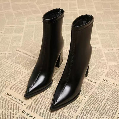 Women's New Casual Simple Graceful High Heel Martin Boots