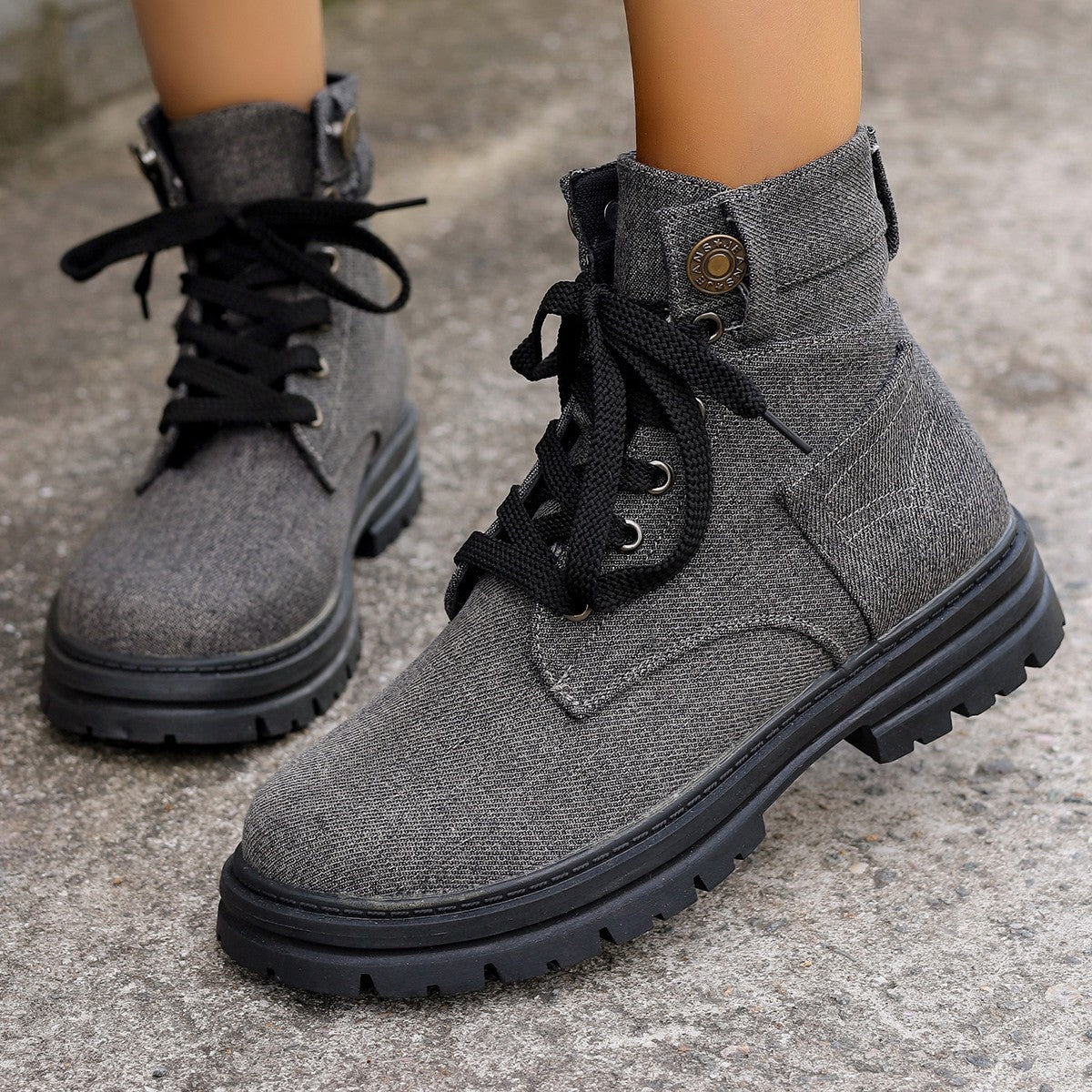 Plus Size Platform Martin Boots Female Lace Up Casual Ankle Boots