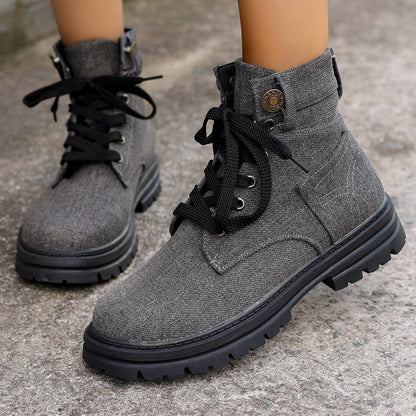 Plus Size Platform Martin Boots Female Lace Up Casual Ankle Boots