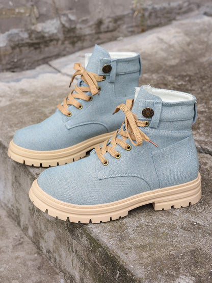 Plus Size Platform Martin Boots Female Lace Up Casual Ankle Boots